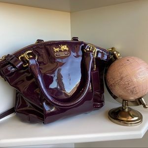 Coach Madison Lindsay Patent Leather Plum Satchel
